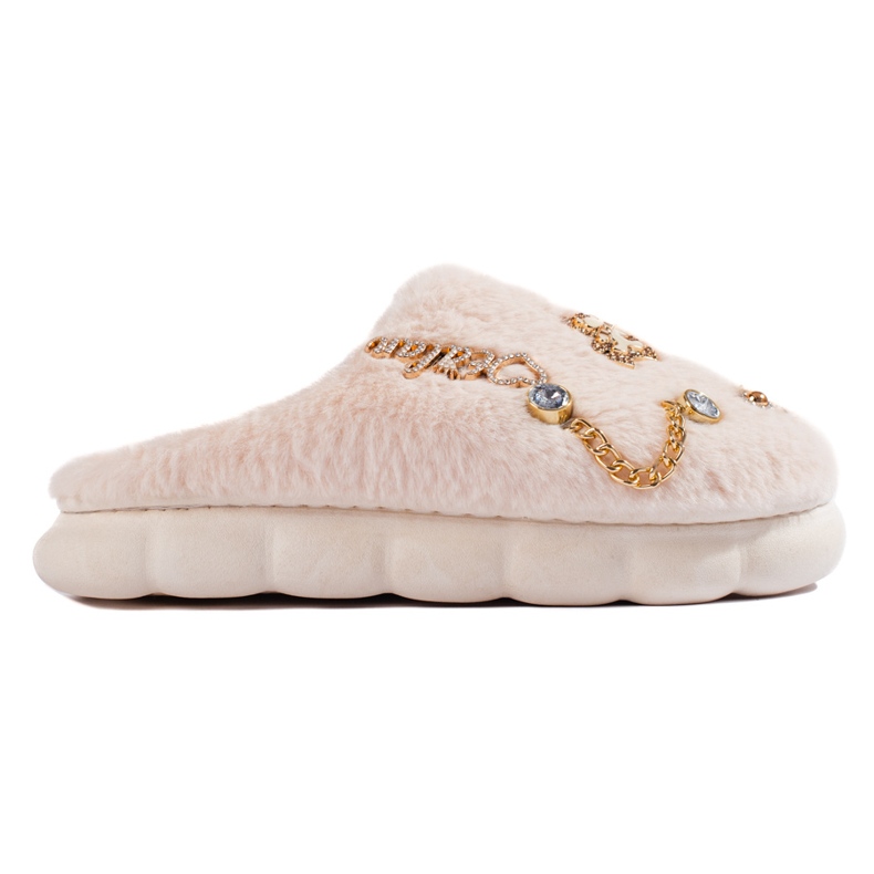 Women's beige slippers with Shelovet decorations