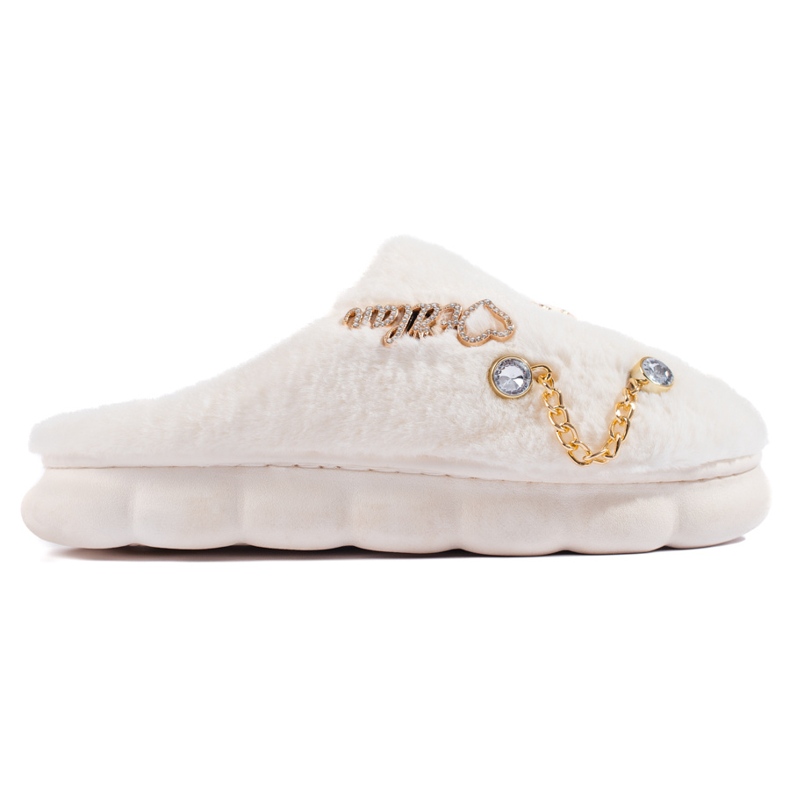 Women's white slippers with Shelovet decorations