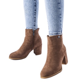 Brown boots with a low heel, eco-suede Risano