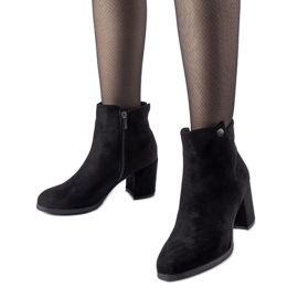 Black ankle boots with a low heel, eco-suede Risano