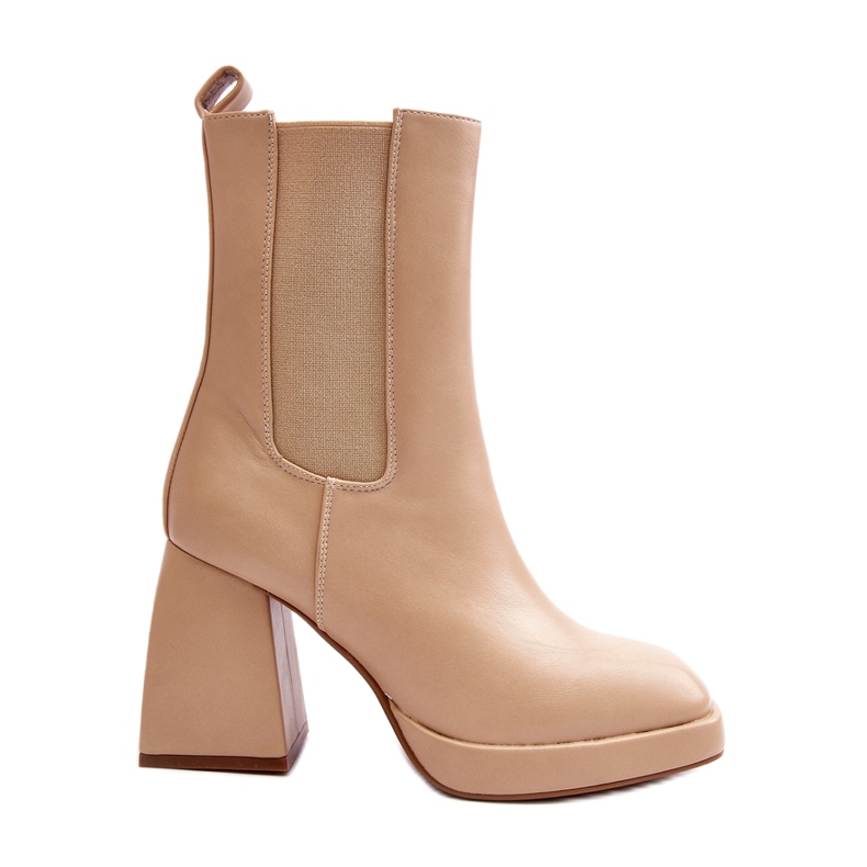 Women's boots on platform and heels beige