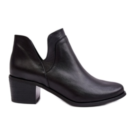 Leather Ankle Boots With Cut-Out High Heels Black Dalros