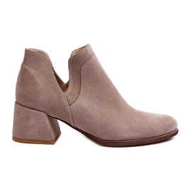 Suede Ankle Boots With Cut-Out High Heels, Light Beige Dalros