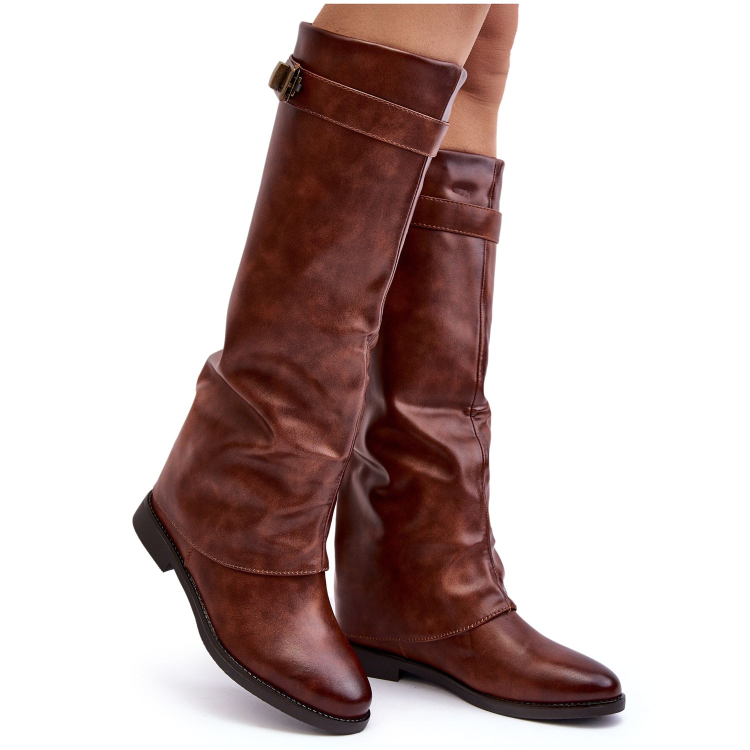 Flat sales ruched boots
