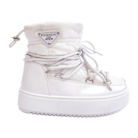 MSMG Children's Insulated Lace-Up Snow Boots White Colina