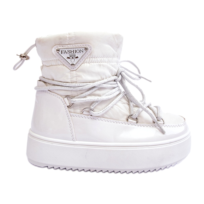 MSMG Children's Insulated Lace-Up Snow Boots White Colina