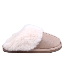 Otteys Beige women's slippers with fur