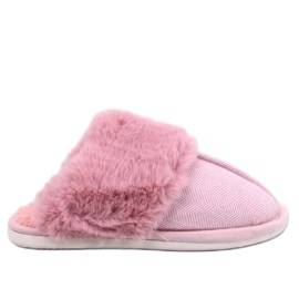 Allens Dusty Pink fur herringbone slippers