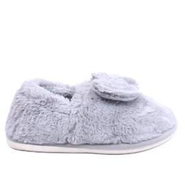 Emres Gray fur slippers with a bow grey