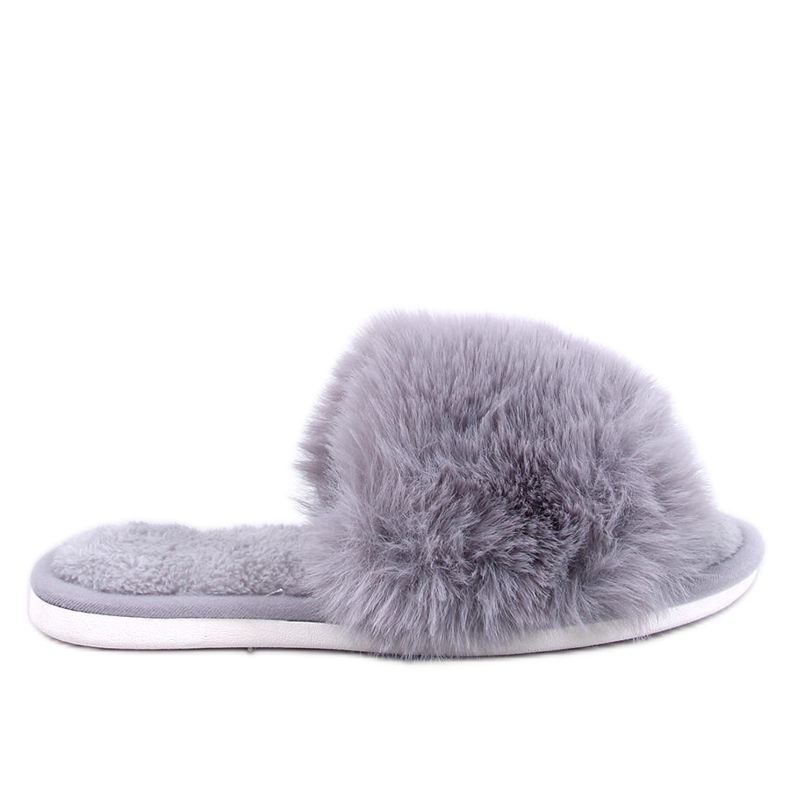 Kemars Gray fur open toe slippers grey