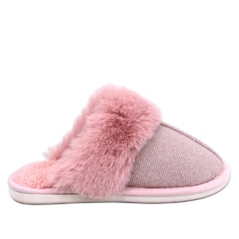 Skeen herringbone slippers with fur, Light Pink