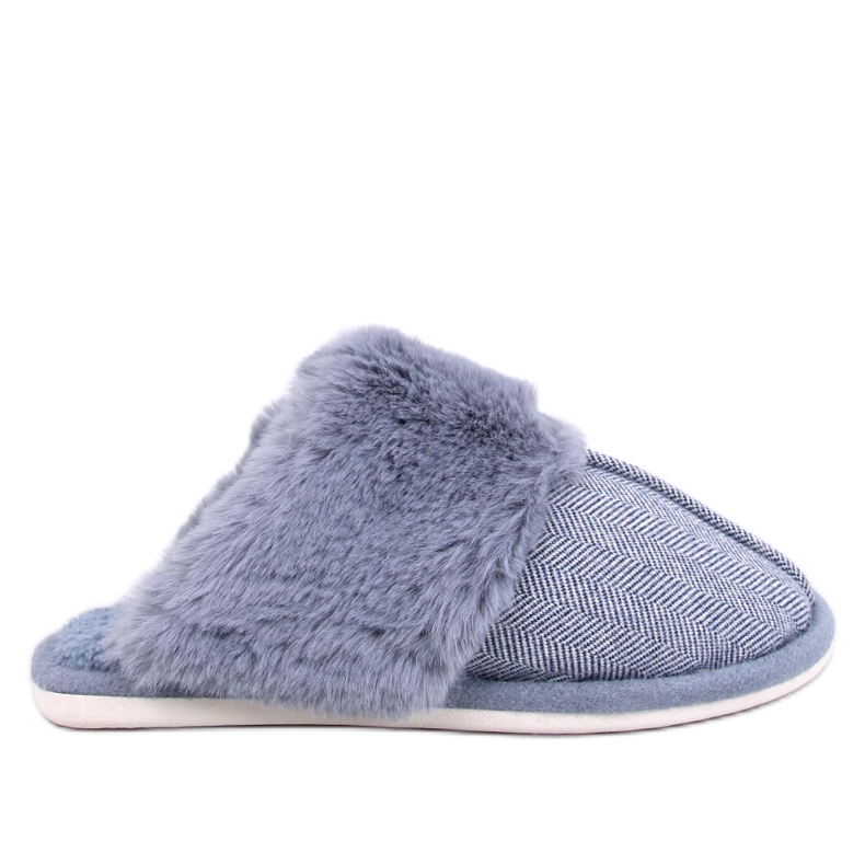 Gregory Blue herringbone men's slippers
