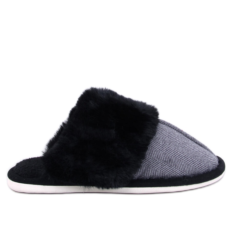 Gregory Black herringbone men's slippers