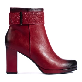 Red women's high-heeled boots by Daszyński