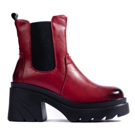 Red women's Chelsea boots from Daszyński