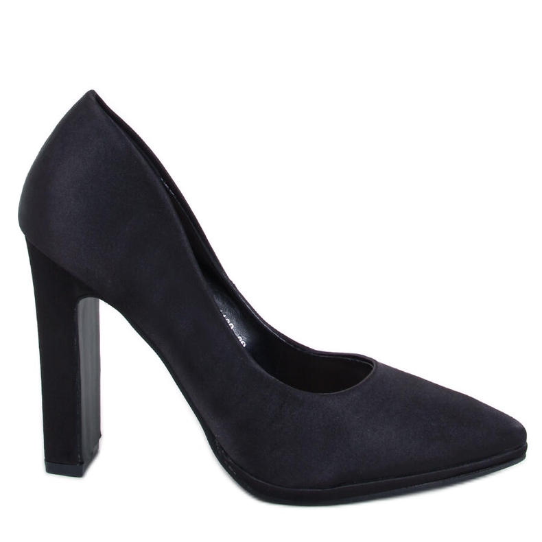 Olivv Black satin pumps with wide heels