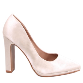 Satin pumps with wide heels Olivv Beige