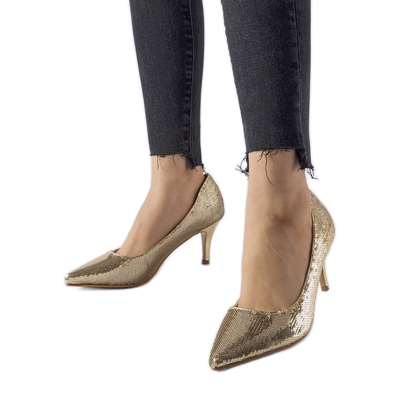 Ernesto gold sequin stiletto pumps golden