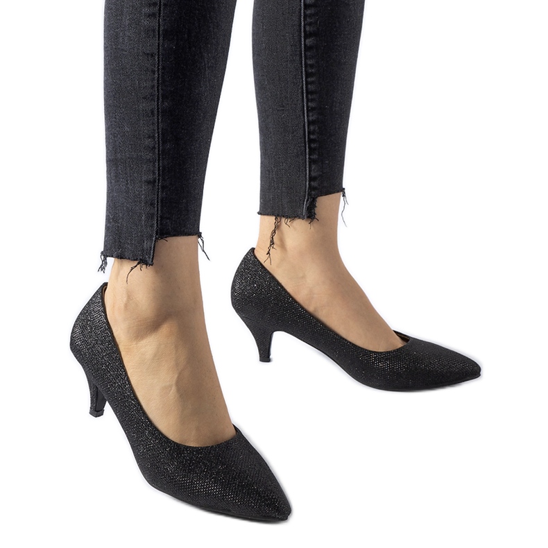 Pescara black brocade low pumps