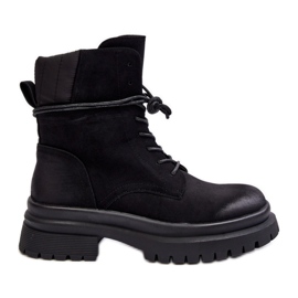 Women's Trapper Ankle Boots On A Thick Sole, Black Narelona