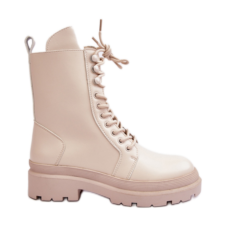 Women's Worker Boots, Eco-leather, Light Beige Irande Women's Worker Boots, Eco-leather, Light Beige Irande