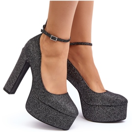 Black Mommoi Glitter High Heel Pumps