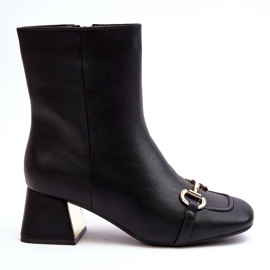 Black Adinah High Heel Ankle Boots With Decoration