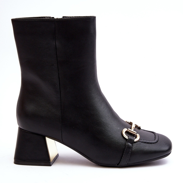 Black Adinah High Heel Ankle Boots With Decoration
