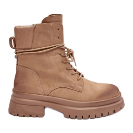 Women's Trapper Ankle Boots On A Thick Sole, Beige Narelona