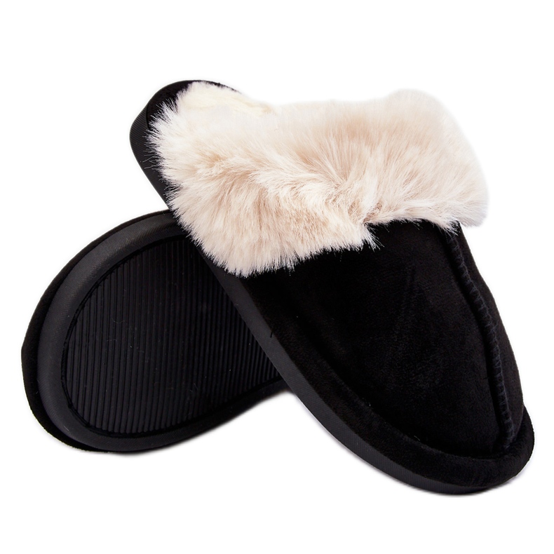 Black Befana children's slippers with fur