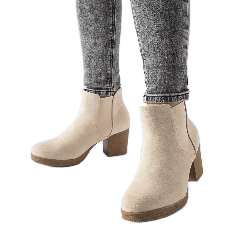 Beige slip-on ankle boots from Trevano