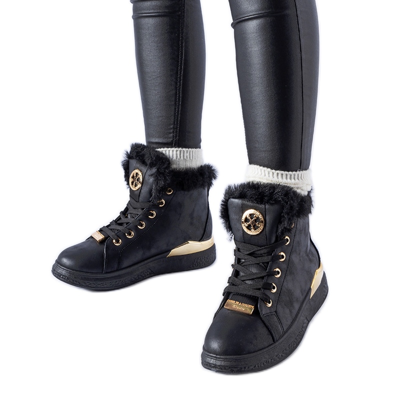 Black insulated Pielungo high sneakers