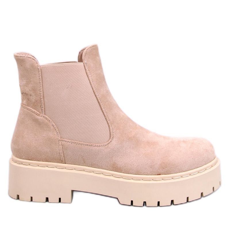 Villes Beige platform Chelsea boots