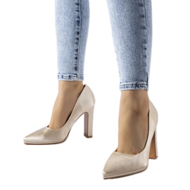 Beige satin stiletto pumps by Rivers Beige satin stiletto pumps by Rivers