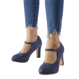 Navy blue high-heeled shoes with Serri fastening Navy blue high-heeled shoes with Serri fastening