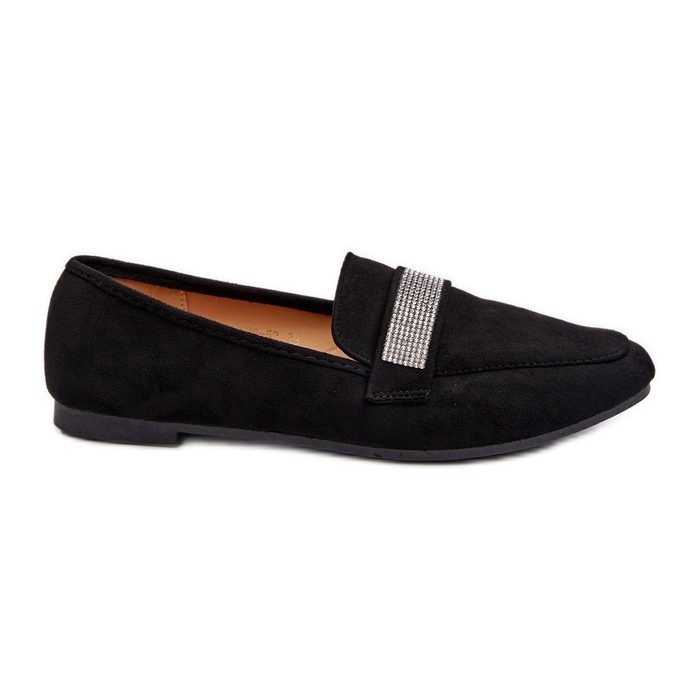Women's Moccasins With Cubic Zirconias Black Ralrika
