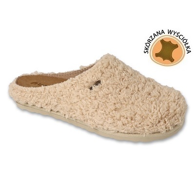 Inblu women's slippers with leather insert 155D136 beige