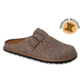 Inblu men's slippers with leather insert 155M023 beige