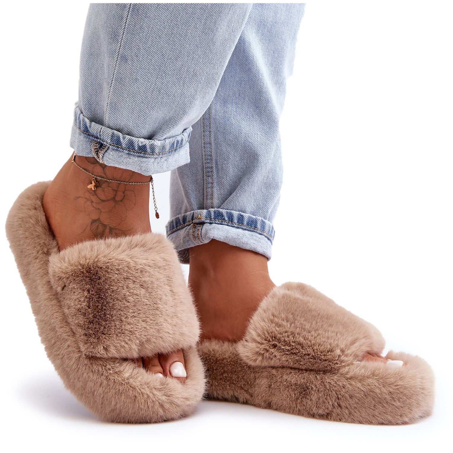 Fur slippers top for womens