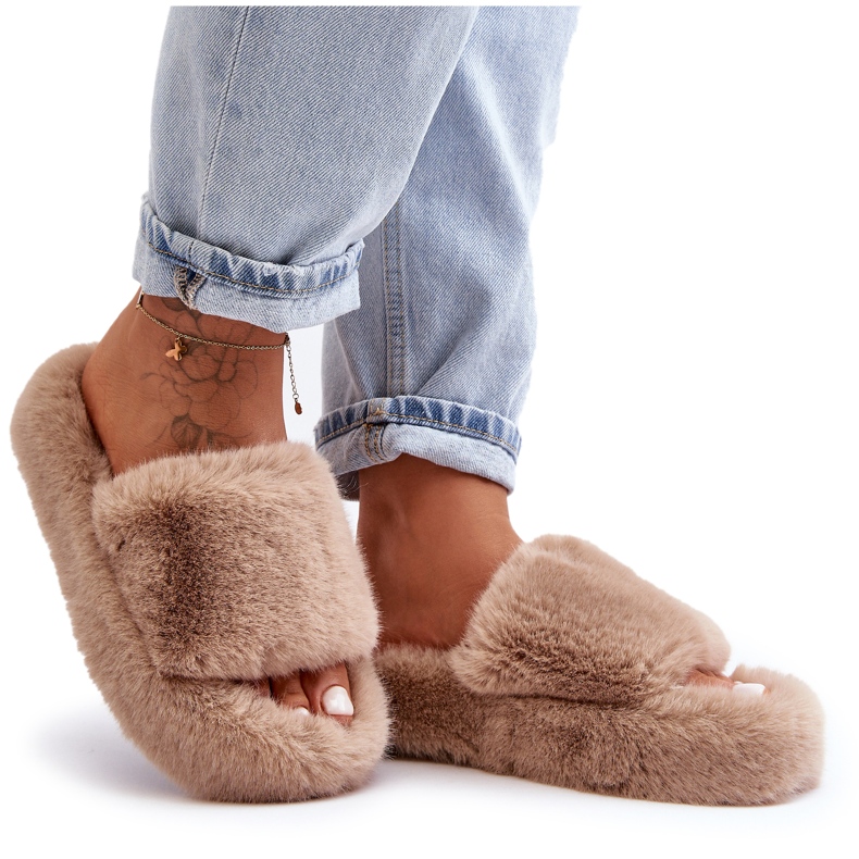 Beige Biella Women's Fur Slippers Beige Biella Women's Fur Slippers