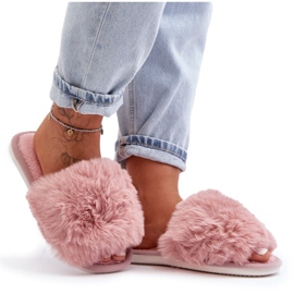 Women's slippers with fur, pink Vienitta