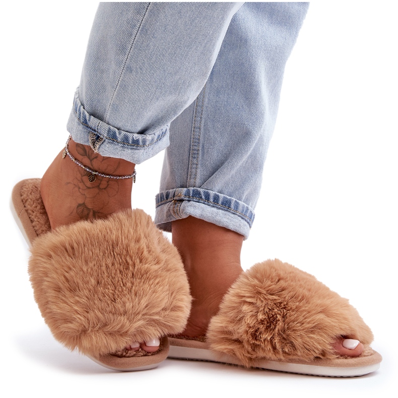 Beige Women's Slippers With Fur Vienitta Beige Women's Slippers With Fur Vienitta