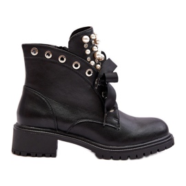 Decorated Women's Boots With Zipper Black Elonte