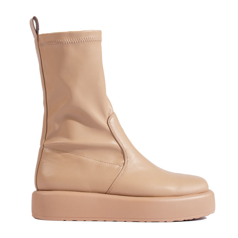 Beige women's ankle boots on the Shelovet platform