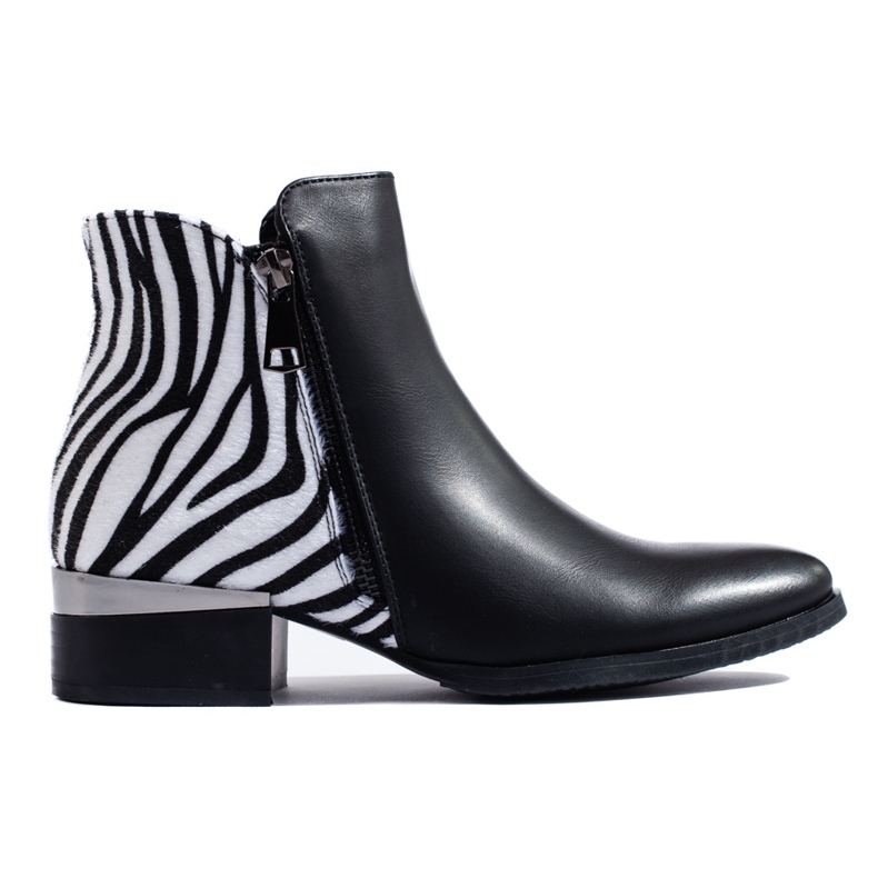Shelovet black women's ankle boots with a zebra print Shelovet black women's ankle boots with a zebra print