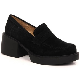 Filippo W DP4685/23 leather high-heeled moccasins black