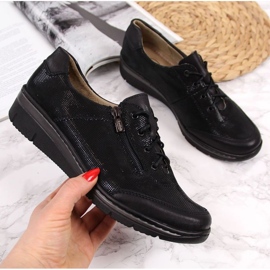 Helios W H334B shiny leather shoes, black