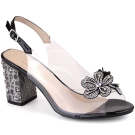 Transparent sandals with zircons S.Barski W OLI222A, black Transparent sandals with zircons S.Barski W OLI222A, black