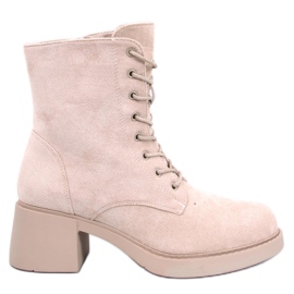 Mayfield Beige lace-up ankle boots