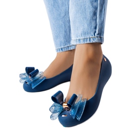 Navy blue Meliski ballet flats with a Jerome bow